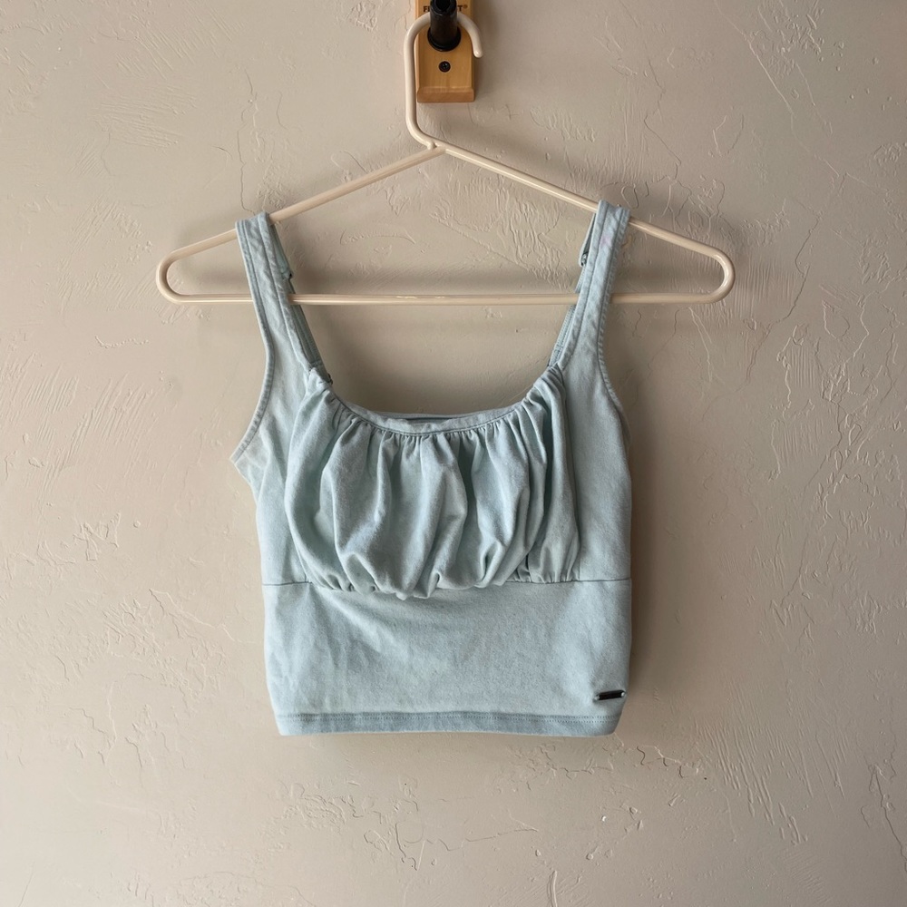 Hollister mint green ruched tank top women’s